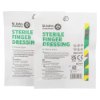 st john ambulance bs8599 1 compliant workplace first aid kit small showing a sterile finger dressing packet 3.5cm by 3.5cm