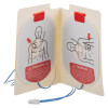 set of two oval pads with a black drawn image of a mans torso showing the correct pad placement
