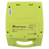 a green training defibrillator labelled Zoll AED Plus Trainer2 with barcode and manufacturer details