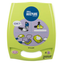 Stjzollt Zoll Aed Plus Trainer 2 Front a front view of the zoll aed plus trainer 2 showing pictorials on the first 3 steps taken when finding someone on the floor