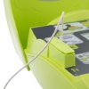 Closeup of connection port and attached wire on the zoll aed plus trainer 2 device