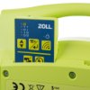 Closeup of the remote on the zoll aed plus trainer 2 showing buttons and warning symbols