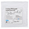 a white square package with black text stating training cpr-d-padz replacement gel it also states the manufacturers name and address