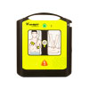 A black and yellow defibrillator
