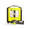 A black and yellow defibrillator