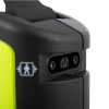 A close-up of the defibrillator pad connection port