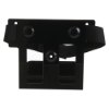 back view of black ipad wall mounted bracket showing straps and mounting holes