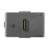 the back a grey rectangular battery block showing a connector to fit to the defibrillator