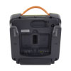 The back of a dark grey defibrillator
