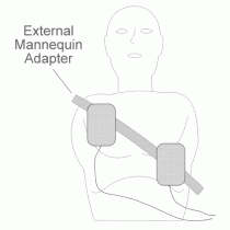 External manikin adapters are placed across the chest of the resuscitation manikin