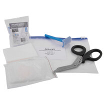 The defibrillator prep kit contains essential supplies for responders