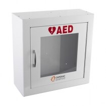 Clear vision panel allows easy identification of the defibrillator