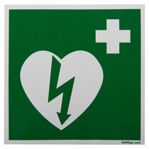 Supplied with a Defibrillator Location Sign to aid awareness of the AED