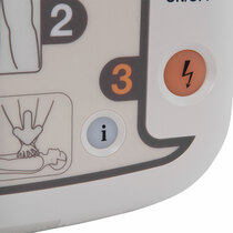 A shock is delivered at the push of a button, but only if the defibrillator deems one necessary