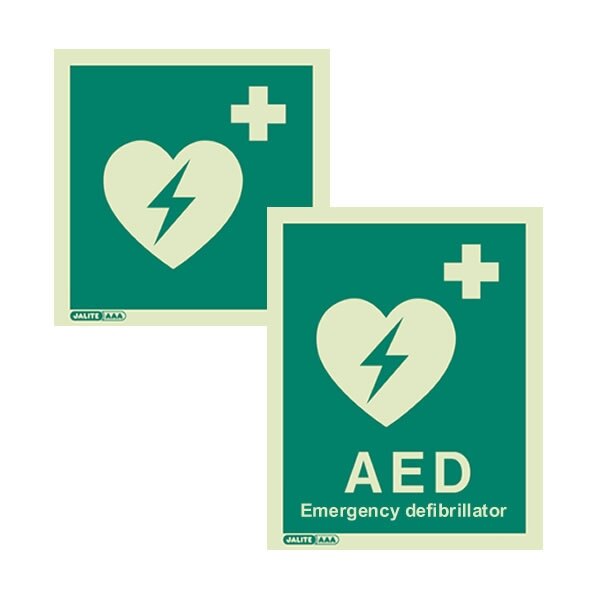 Emergency AED Defibrillator Location Signs
