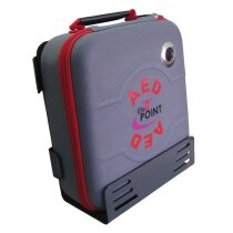 The bracket is designed to hold the Life Point Pro defib when stored in the rigid carry case