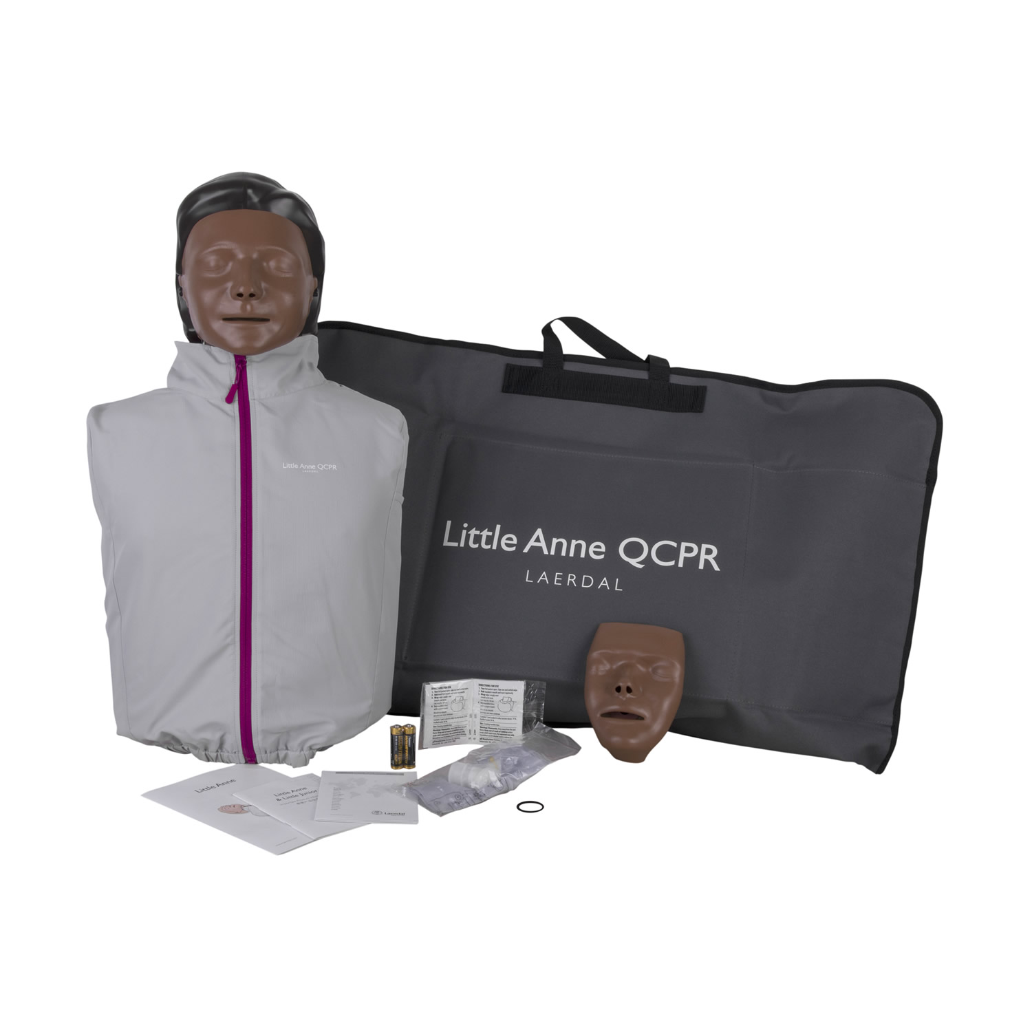 Laerdal Little Anne QCPR Training Manikin with Carry Bag - Dark Skin