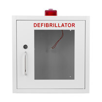 White Indoor Defibrillator Cabinet with Strobe Light and Alarm (Locked)
