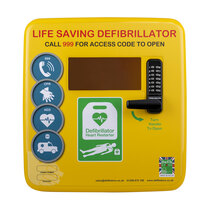 Polycarbonate Outdoor Defibrillator Cabinet with Code Lock, Heating and Light - Yellow