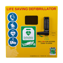 Outdoor Stainless Steel XL Defibrillator Cabinet with Code Lock, Heating System and LED Light