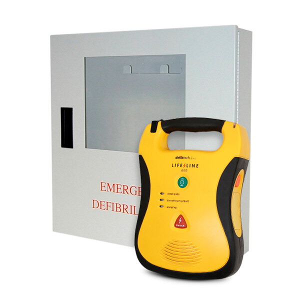 Defibtech Lifeline AED Defibrillator Unit with Indoor Wall Cabinet